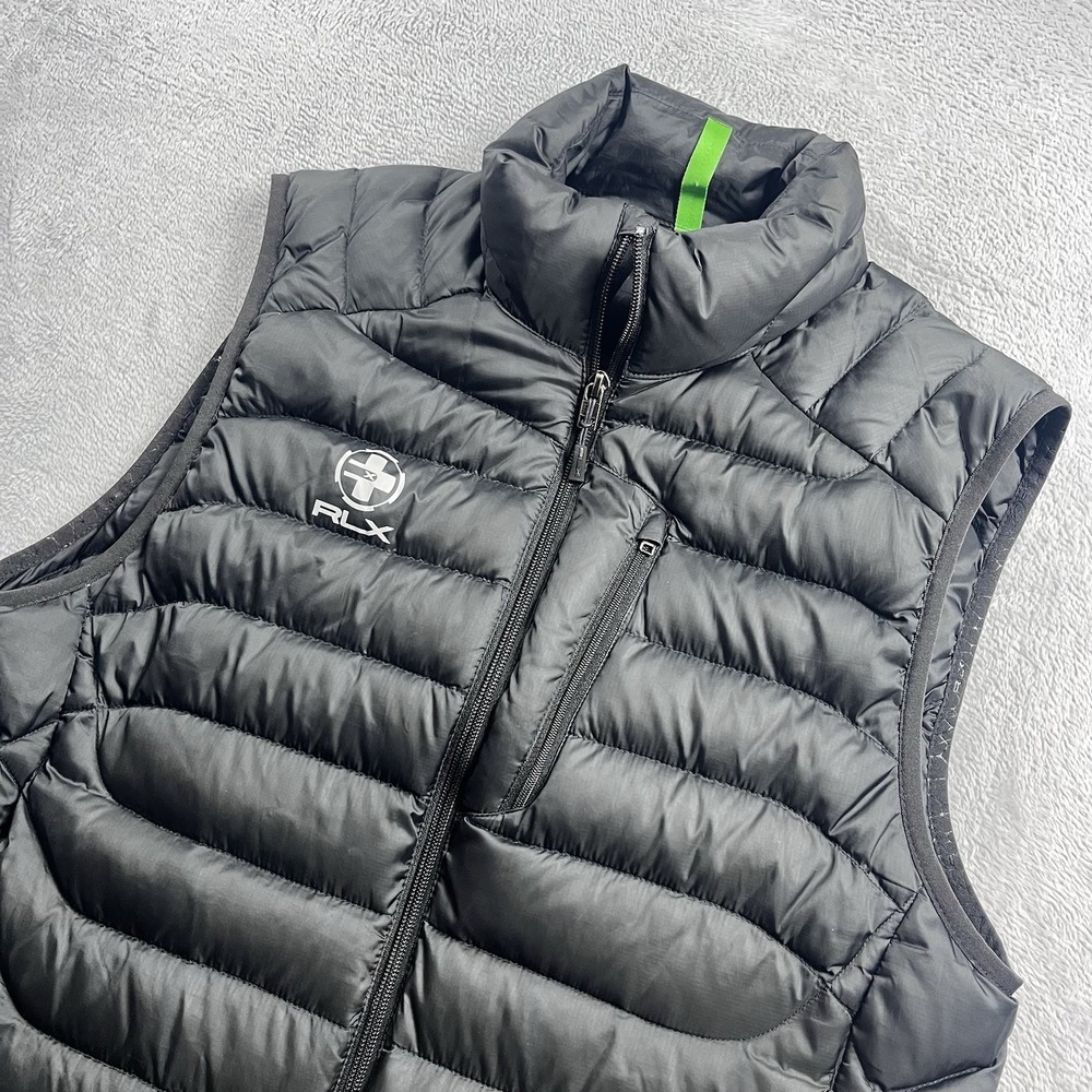 Ralph Lauren RLX Down Puffer Vest Mens Medium Black Lightweight Full Zip